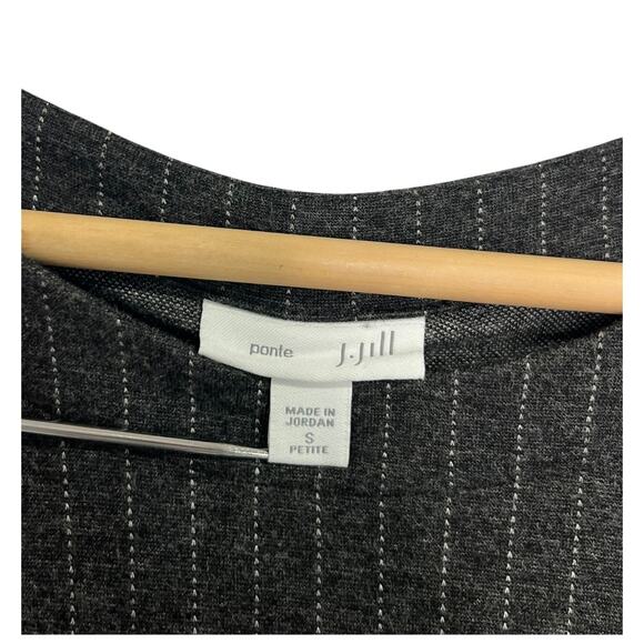 J Jill Ponte Dress Womens Small Petite Gray Pinstripe 3/4 Sleeve Career Business - Picture 3 of 9